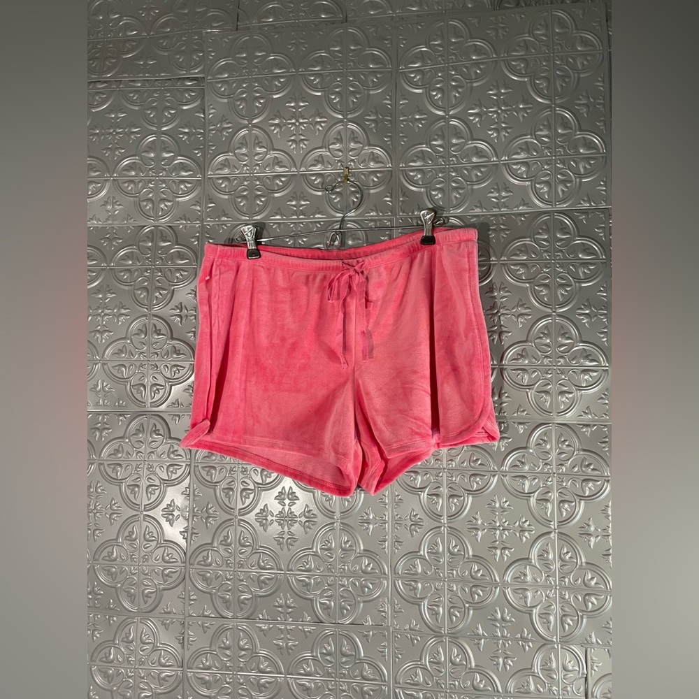Cupcakes and cashmere Hot Barbie Pink Velvet Shorts Velour Track Tie Waist